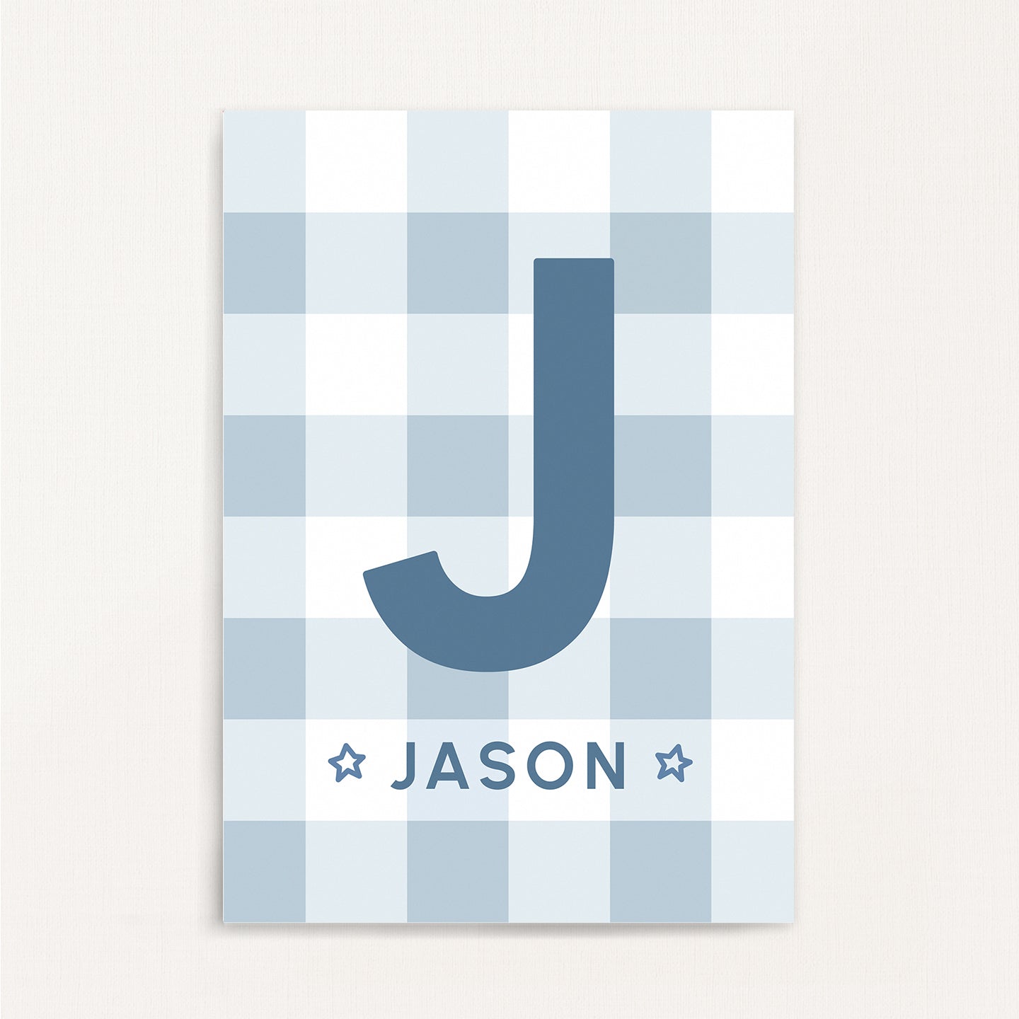 Gingham - Initial & Name Wall Art Print | Boys