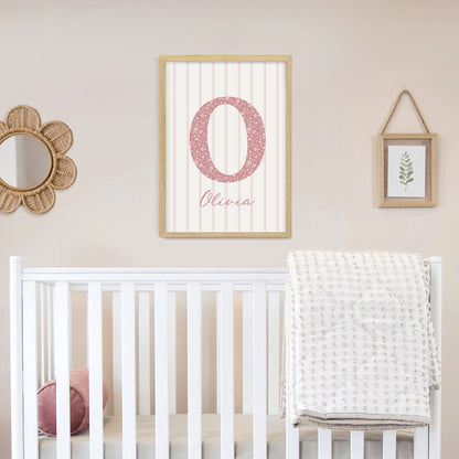 Dainty Floral - Initial & Name Wall Art Print | Girls