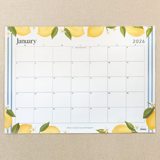 A3 Desk / Fridge Calendar - Lemon (Optional Magnets)