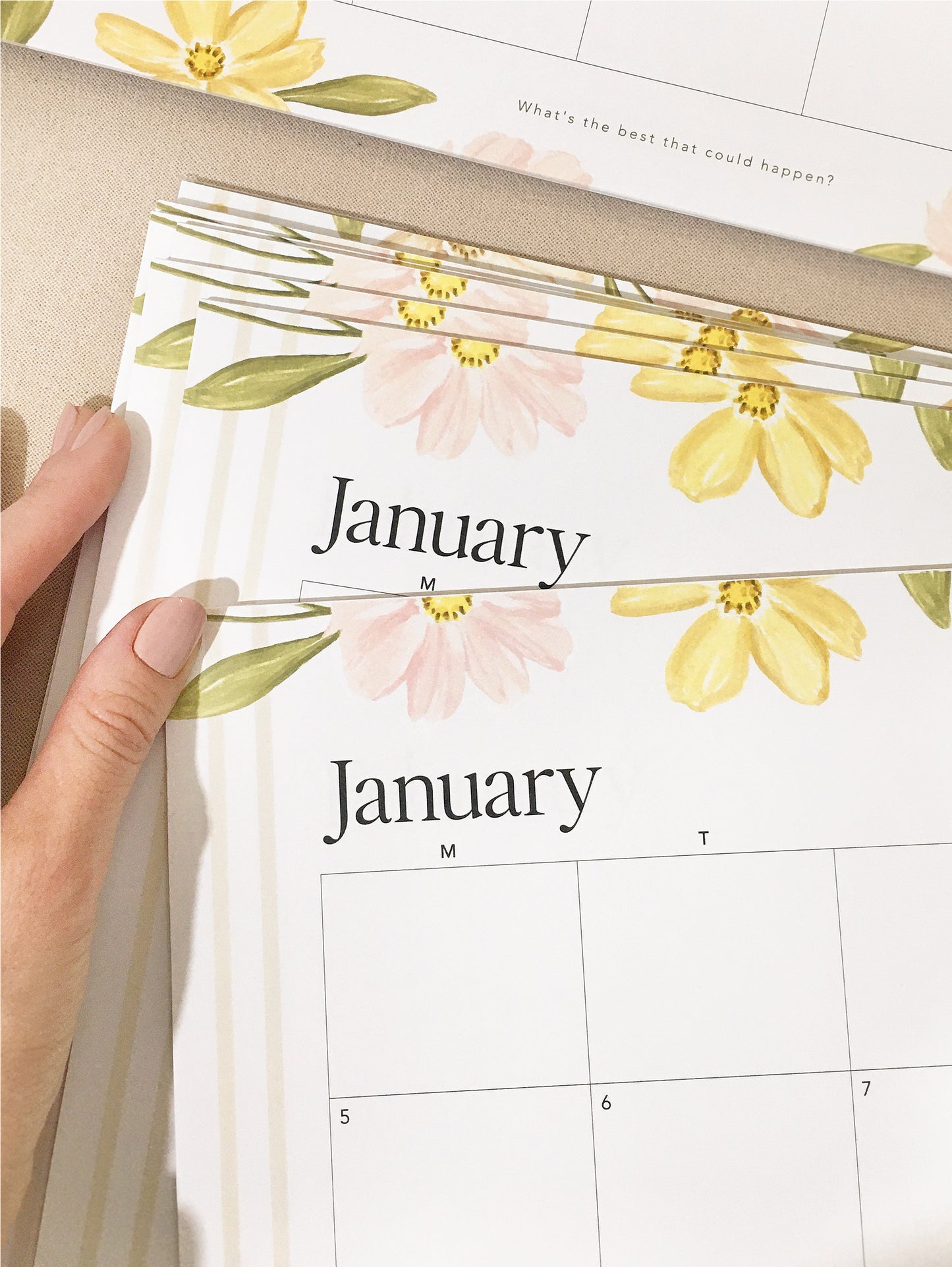 A3 Desk / Fridge Calendar – Floral (Optional Magnets)