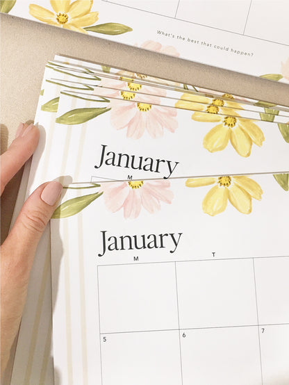 A3 Desk / Fridge Calendar – Floral (Optional Magnets)