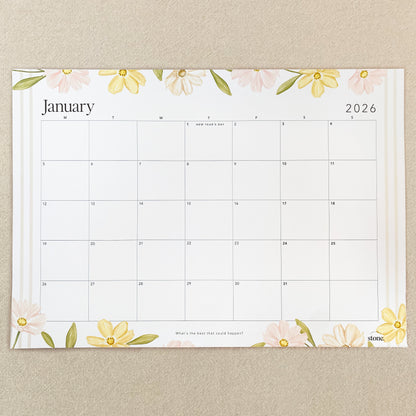 A3 Desk / Fridge Calendar – Floral (Optional Magnets)