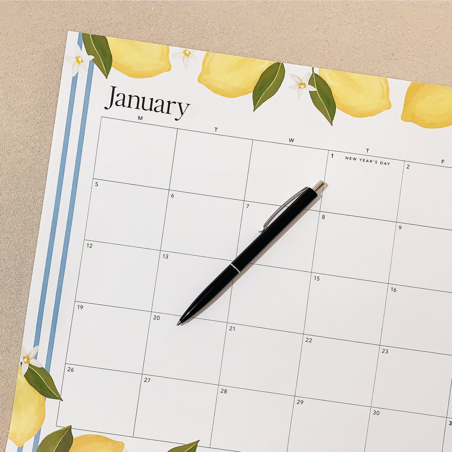 A3 Desk / Fridge Calendar - Lemon (Optional Magnets)