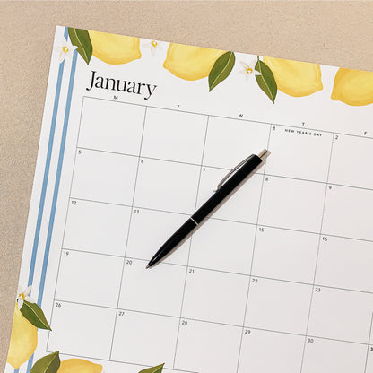 A3 Desk / Fridge Calendar - Lemon (Optional Magnets)