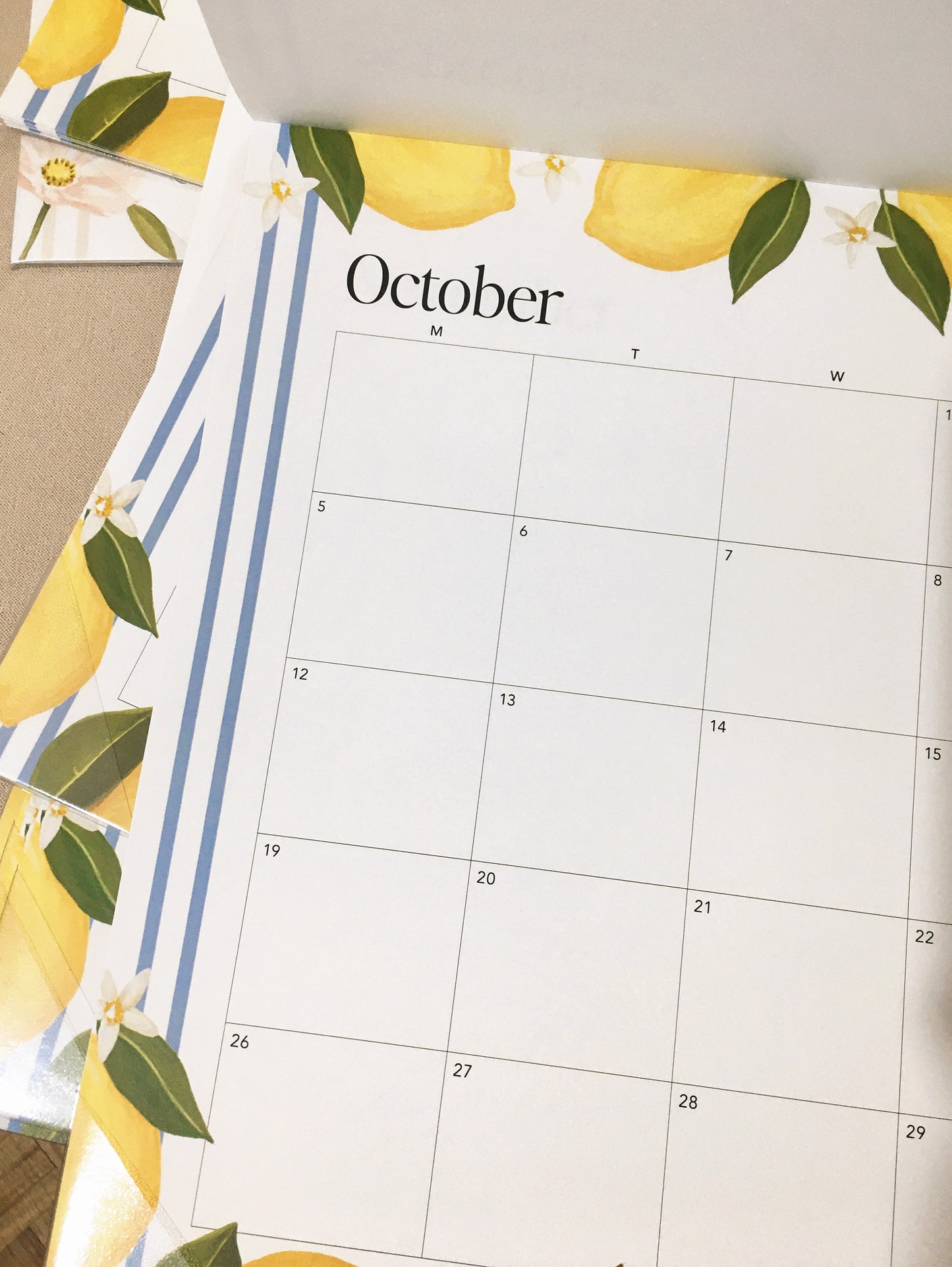 A3 Desk / Fridge Calendar - Lemon (Optional Magnets)