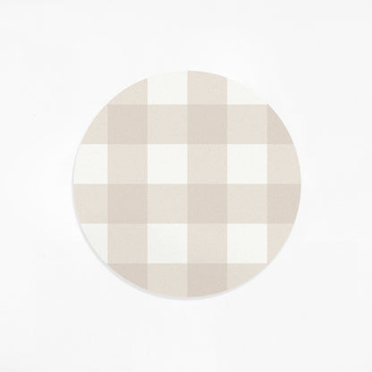 'Beige Gingham' Disc Sticker