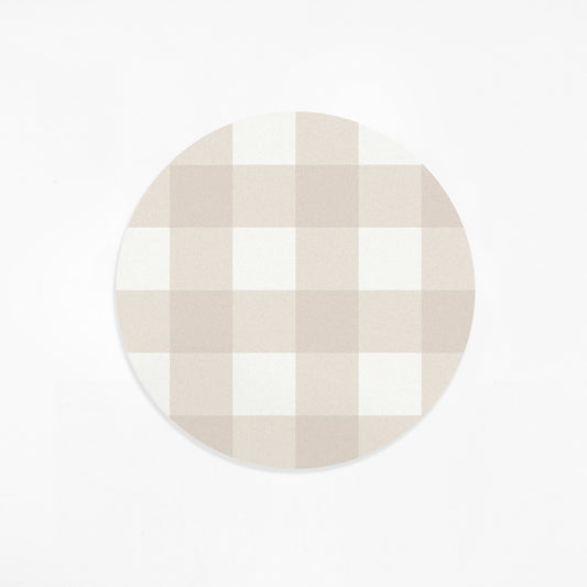 'Beige Gingham' Disc Sticker