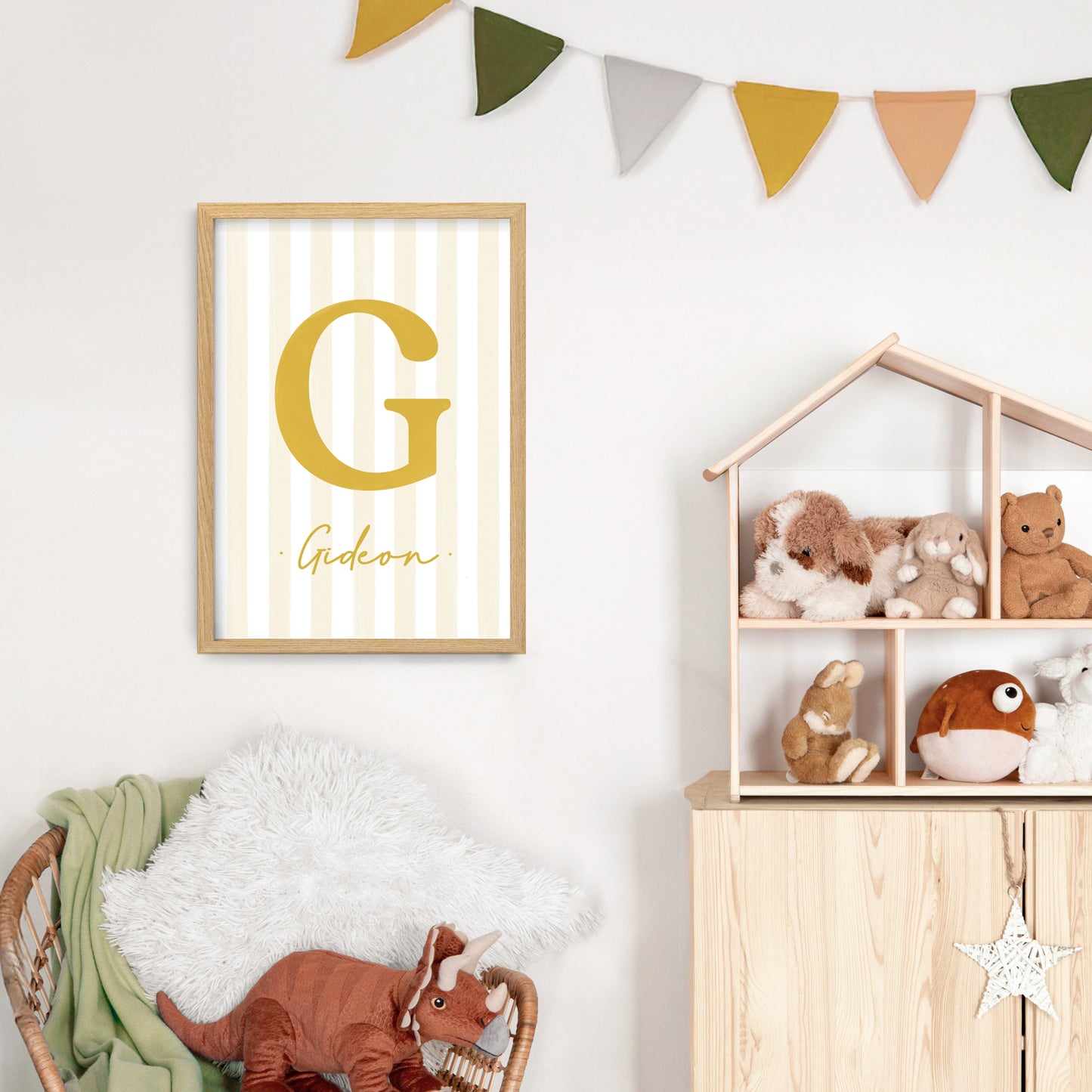Classic Stripe - Initial & Name Wall Art Print | Boys
