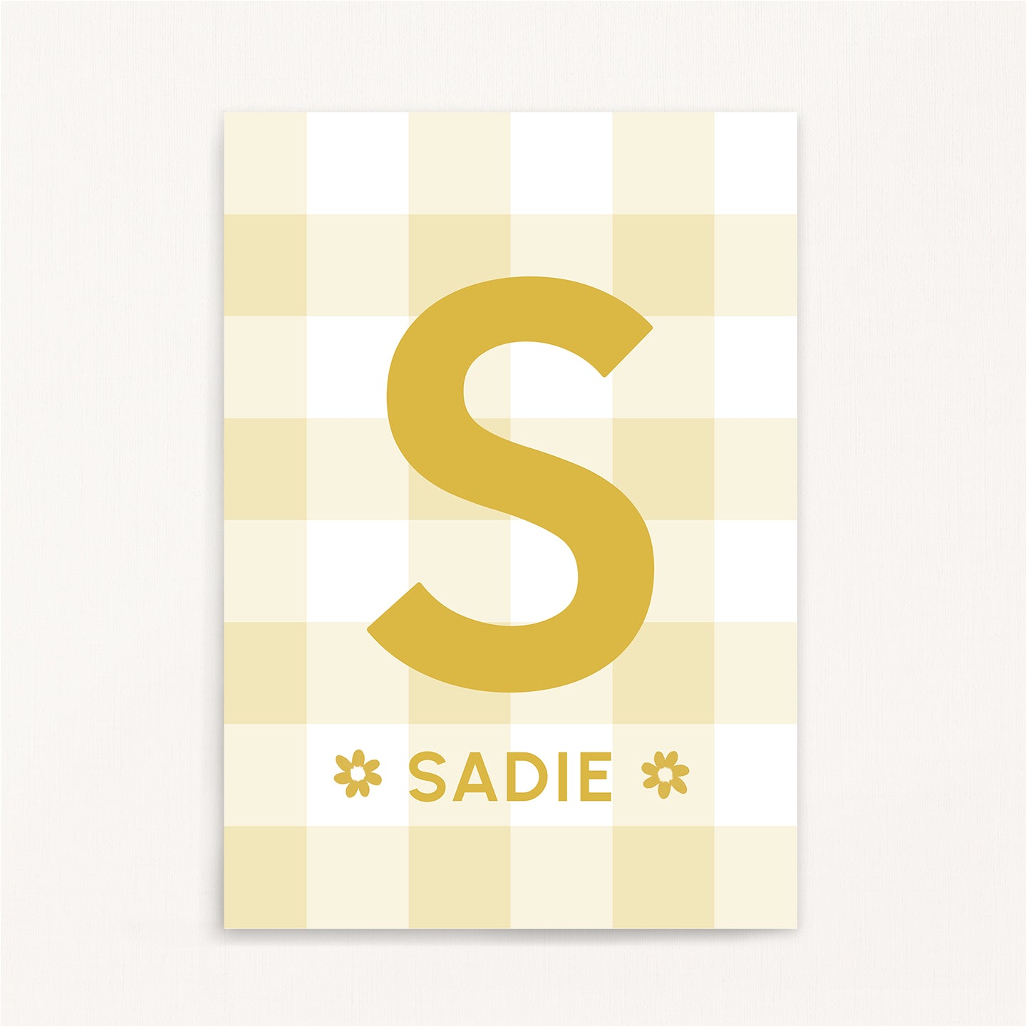 Gingham Pattern - Initial & Name Wall Art Print | Girls