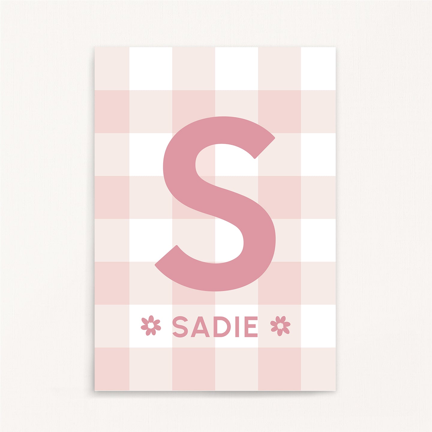 Gingham Pattern - Initial & Name Wall Art Print | Girls