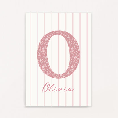 Dainty Floral - Initial & Name Wall Art Print | Girls