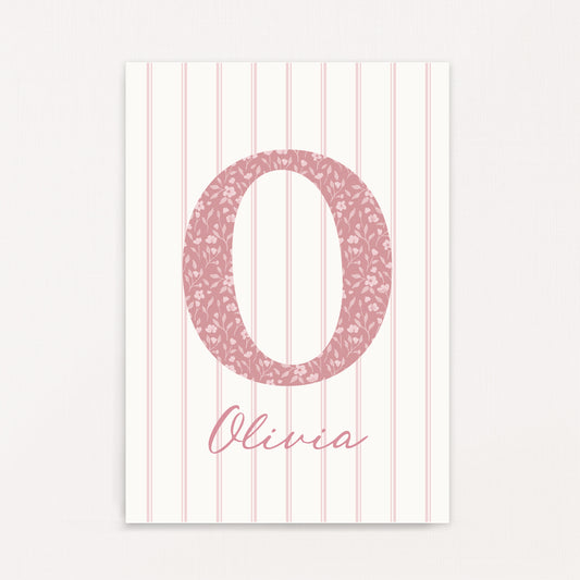 Dainty Floral - Initial & Name Wall Art Print | Girls