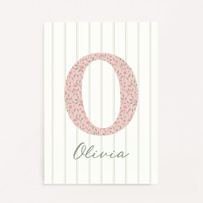 Dainty Floral - Initial & Name Wall Art Print | Girls