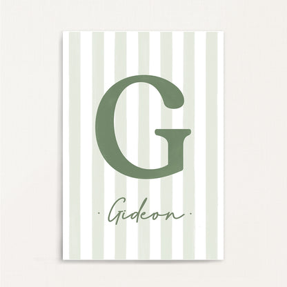 Classic Stripe - Initial & Name Wall Art Print | Boys