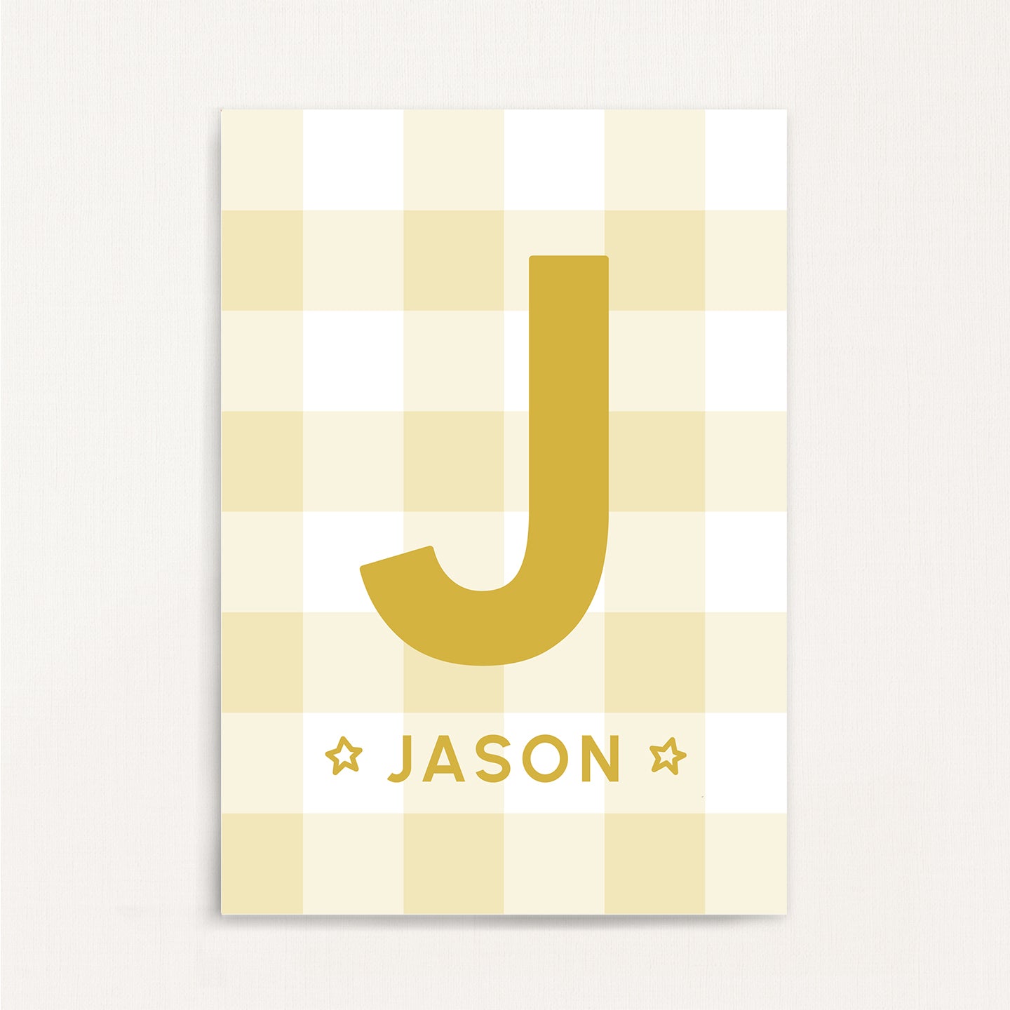 Gingham - Initial & Name Wall Art Print | Boys