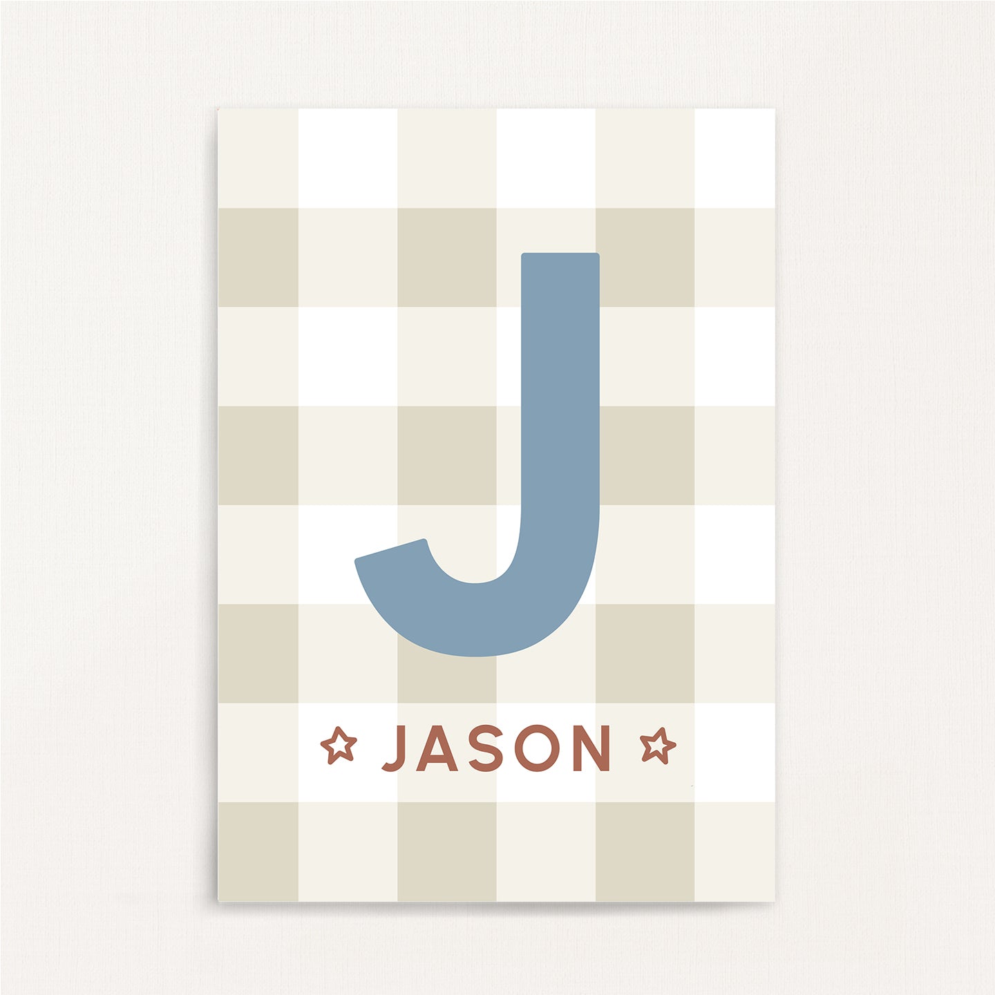 Gingham - Initial & Name Wall Art Print | Boys