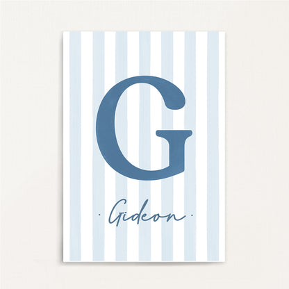 Classic Stripe - Initial & Name Wall Art Print | Boys