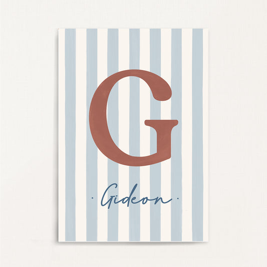 Classic Stripe - Initial & Name Wall Art Print | Boys