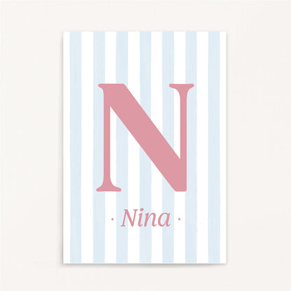 Classic Stripe - Initial & Name Wall Art Print | Girls
