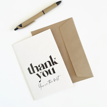 thank you card in black and white